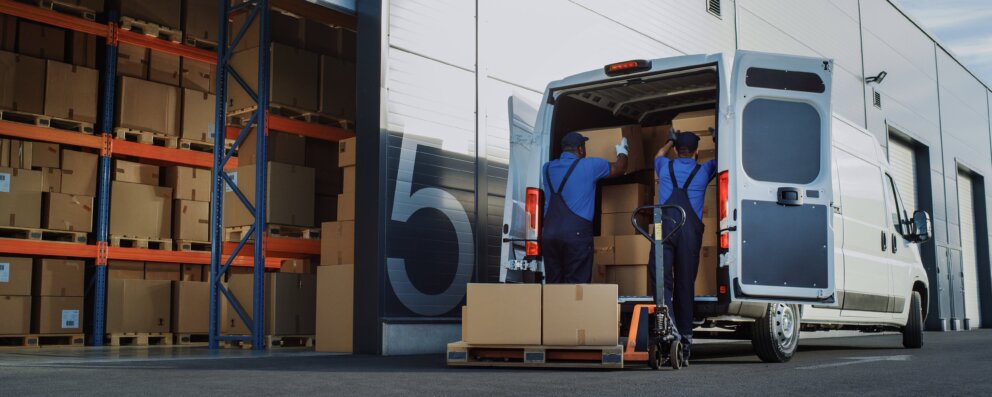Warehouse worings loading cargo