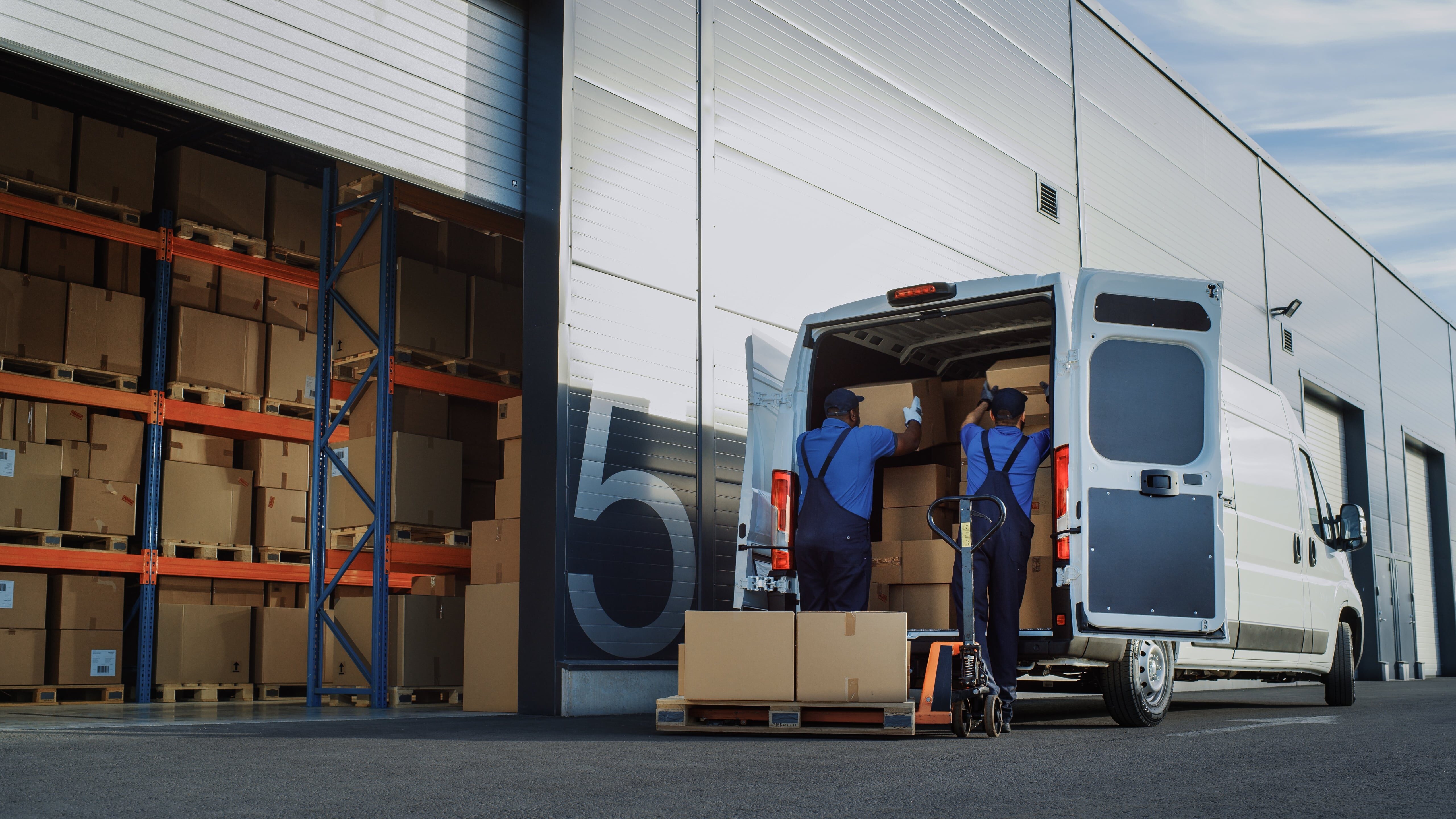 Warehouse worings loading cargo